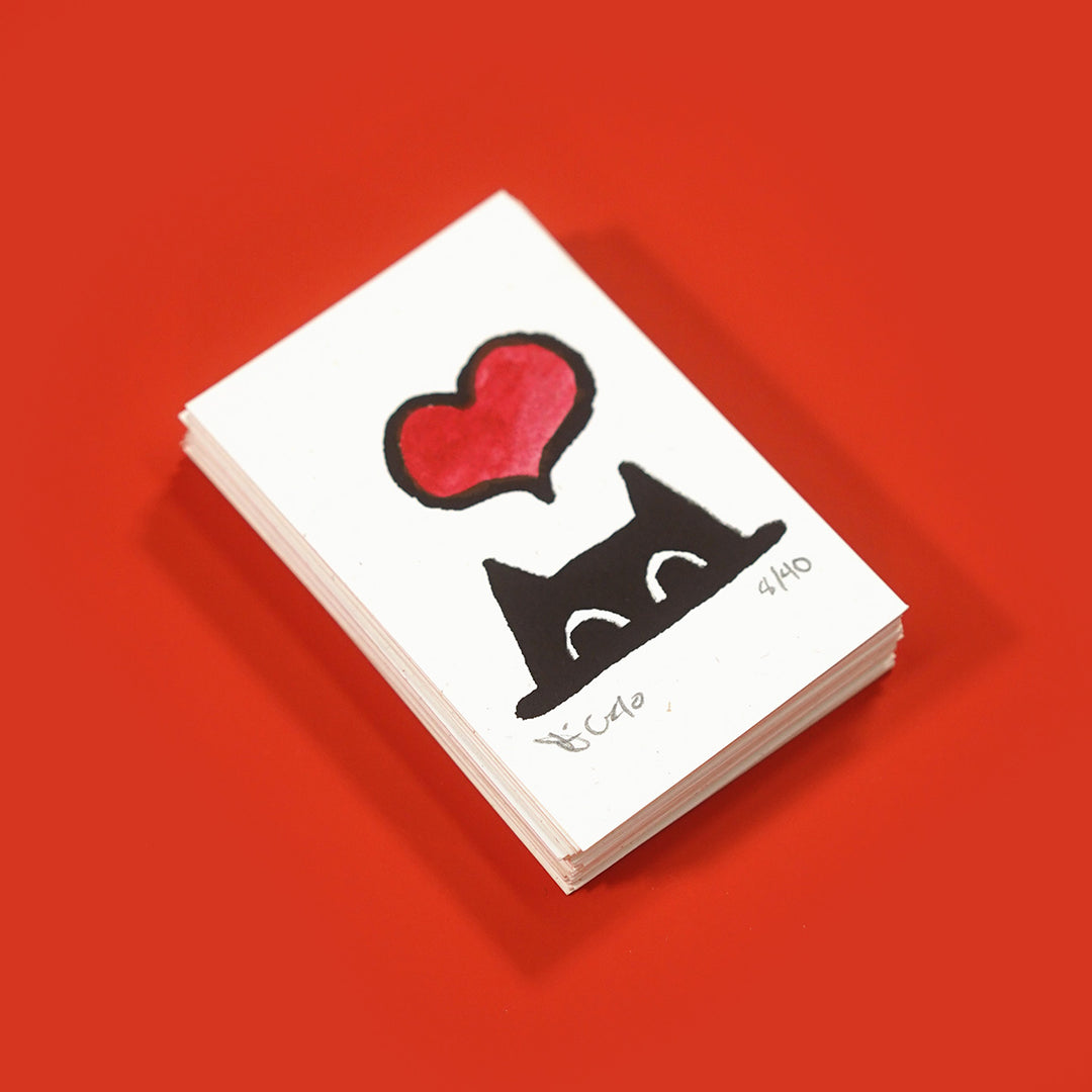 Cat Love - Miniature Screen Print