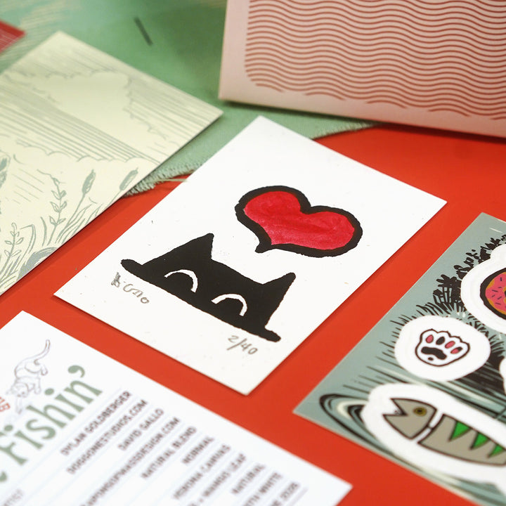 Cat Love - Miniature Screen Print