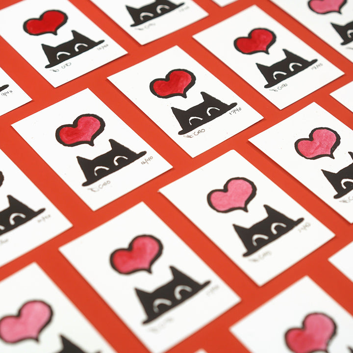 Cat Love - Miniature Screen Print