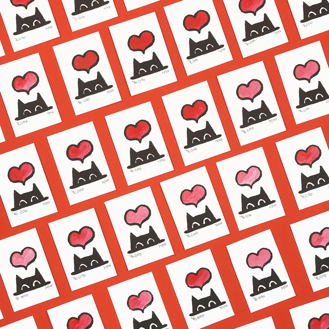Cat Love - Miniature Screen Print