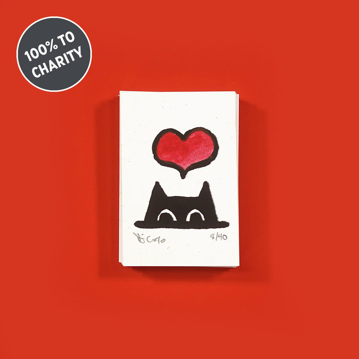 Cat Love - Miniature Screen Print