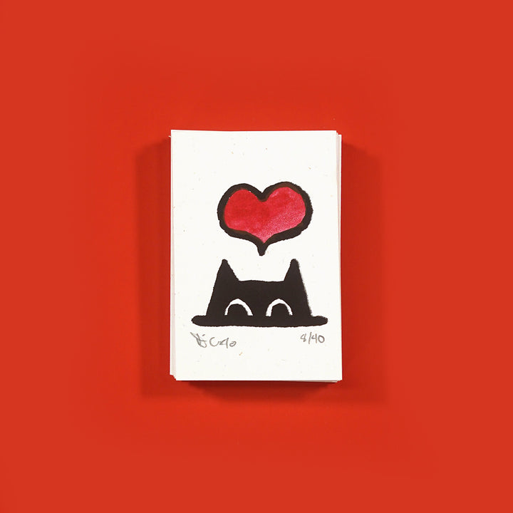 Cat Love - Miniature Screen Print