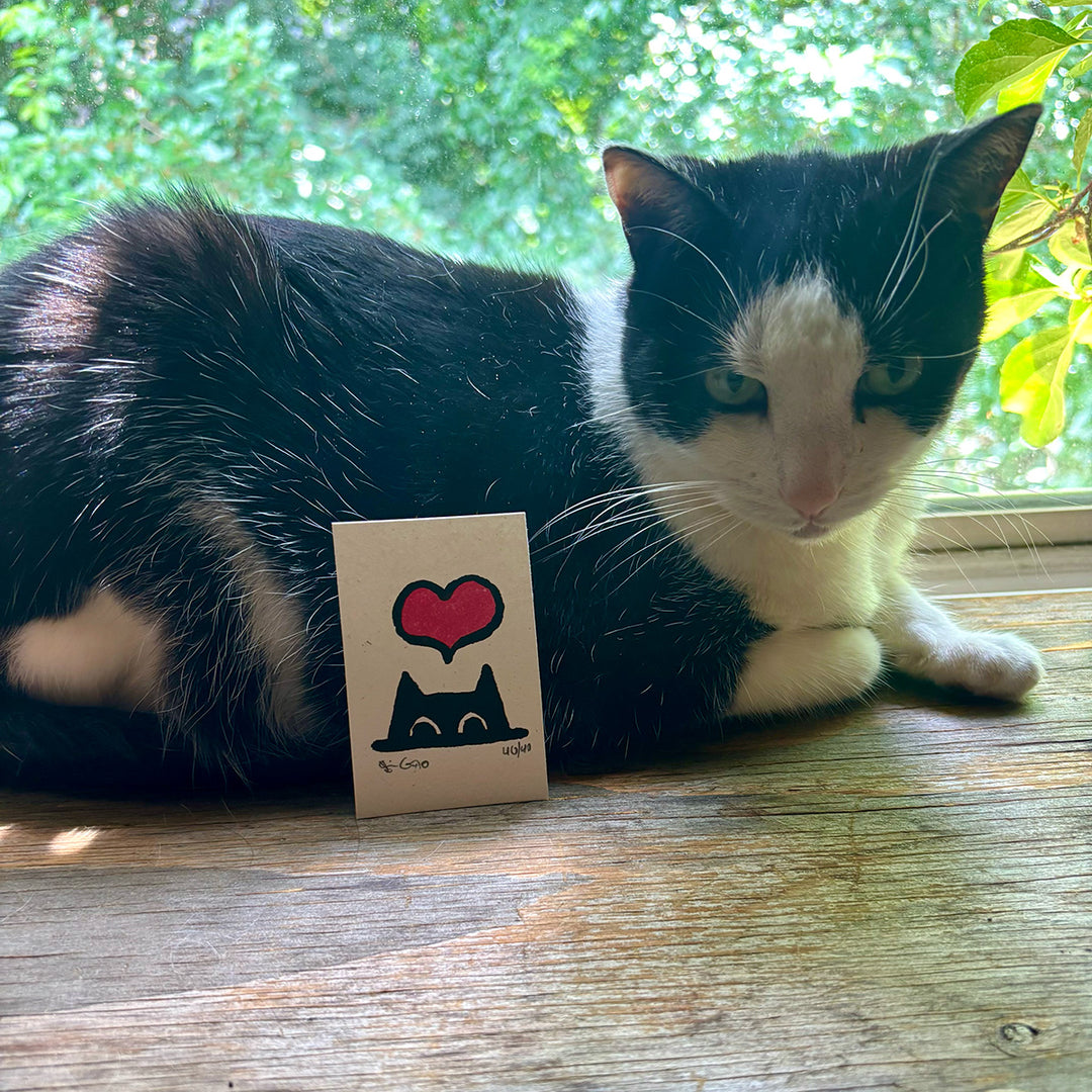 Cat Love - Miniature Screen Print