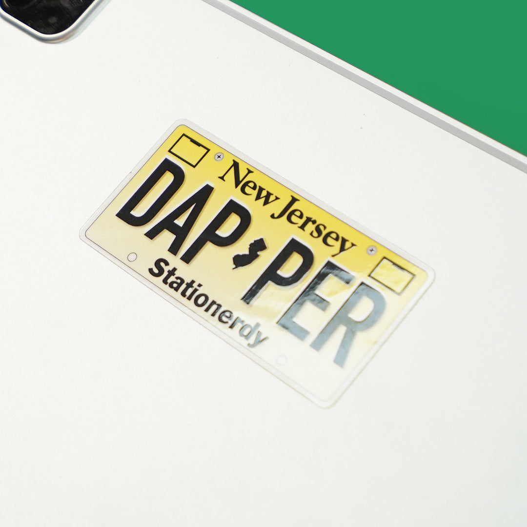 Dapper New Jersey License Plate Sticker