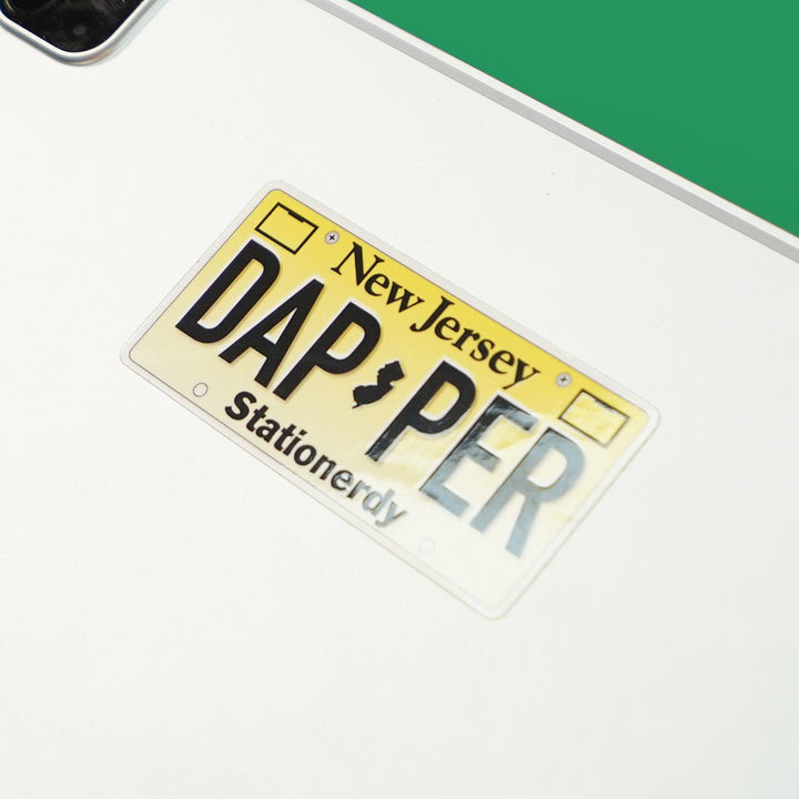 Dapper New Jersey License Plate Sticker
